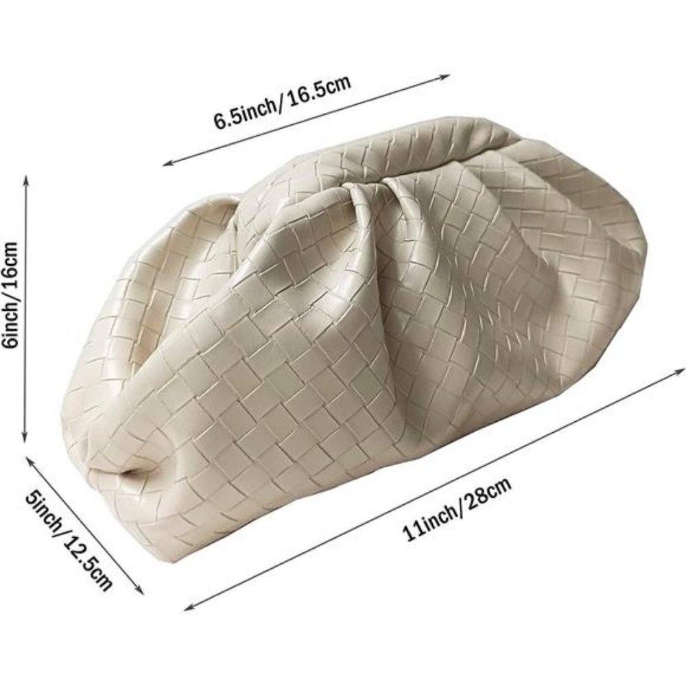 Slouchy Clutch Purse Gold Chain Weave Embossed